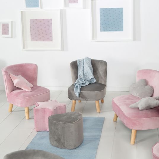 Roba Kinderhocker in Sternform gepolster, mit Samtstoff bezogen - Lil Sofa - Rosa Mauve