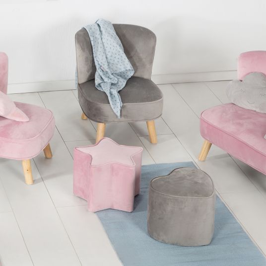 Roba Kinderhocker in Sternform gepolster, mit Samtstoff bezogen - Lil Sofa - Rosa Mauve