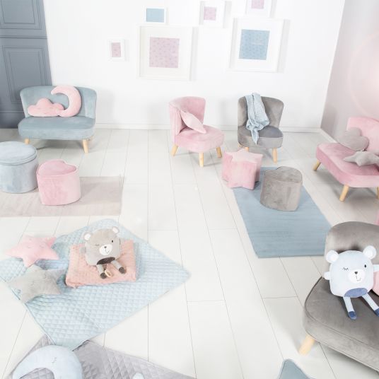 Roba Kinderhocker in Sternform gepolster, mit Samtstoff bezogen - Lil Sofa - Rosa Mauve