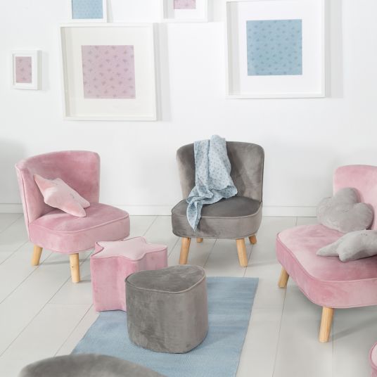 Roba Kinderhocker in Sternform gepolster, mit Samtstoff bezogen - Lil Sofa - Rosa Mauve