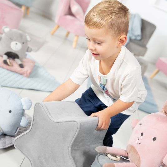 Roba Kinderhocker in Sternform gepolster, mit Samtstoff bezogen - Lil Sofa - Silbergrau