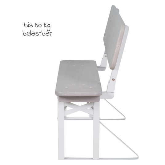 Roba Kinderparty-Sitzgarnitur Outdoor mit 2 Bänke mit Lehne & 1 Tisch - Grau
