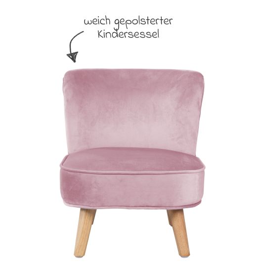 Roba Kindersessel gepolster, mit Samtstoff bezogen - Lil Sofa - Rosa Mauve