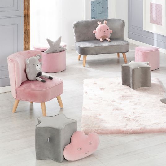 Roba Kindersessel gepolster, mit Samtstoff bezogen - Lil Sofa - Rosa Mauve