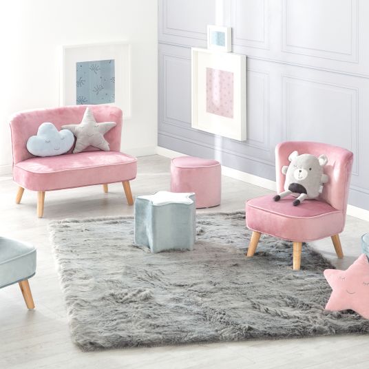 Roba Kindersessel gepolster, mit Samtstoff bezogen - Lil Sofa - Rosa Mauve