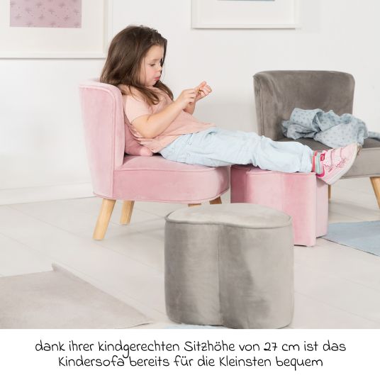 Roba Kindersessel gepolster, mit Samtstoff bezogen - Lil Sofa - Rosa Mauve