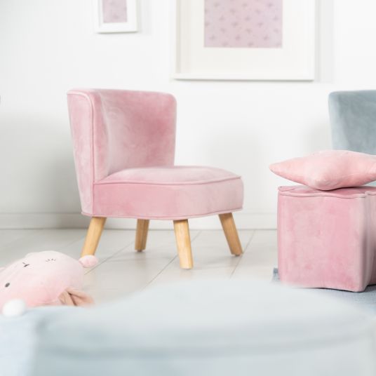 Roba Kindersessel gepolster, mit Samtstoff bezogen - Lil Sofa - Rosa Mauve