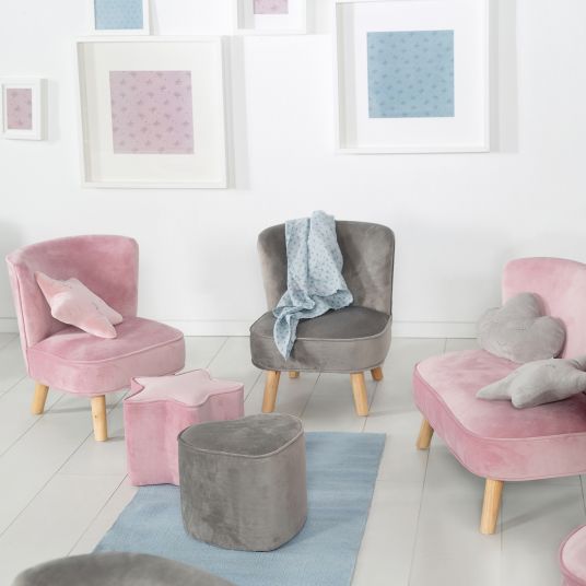 Roba Kindersessel gepolster, mit Samtstoff bezogen - Lil Sofa - Rosa Mauve