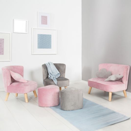 Roba Kindersessel gepolster, mit Samtstoff bezogen - Lil Sofa - Rosa Mauve