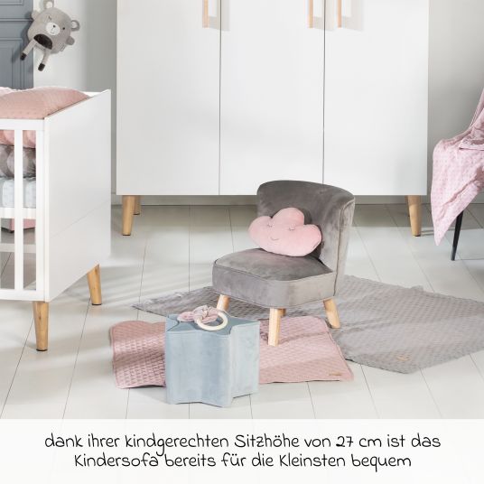 Roba Kindersessel gepolster, mit Samtstoff bezogen - Lil Sofa - Silbergrau