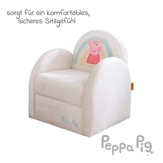 Roba Upholstered children's armchair with armrest - Peppa Pig - White