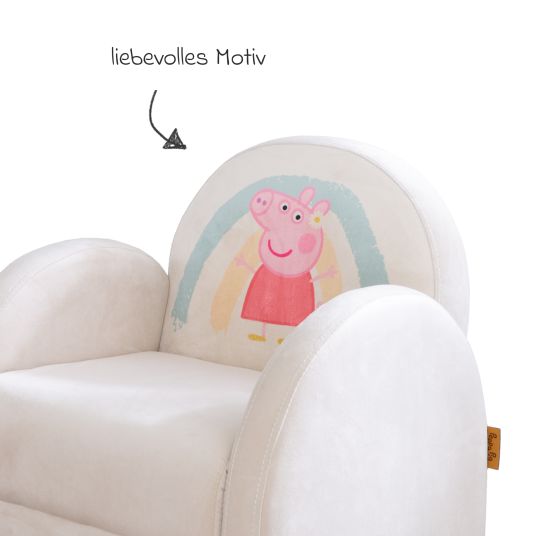 Roba Upholstered children's armchair with armrest - Peppa Pig - White