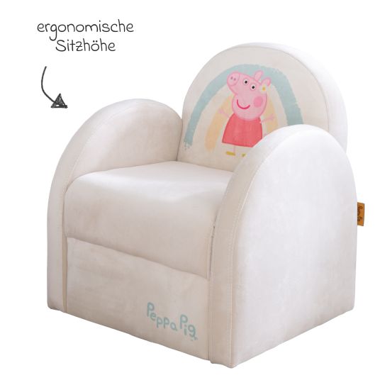 Roba Upholstered children's armchair with armrest - Peppa Pig - White