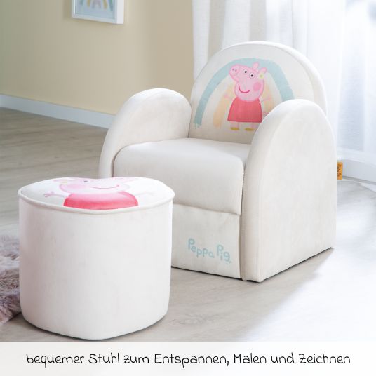 Roba Upholstered children's armchair with armrest - Peppa Pig - White