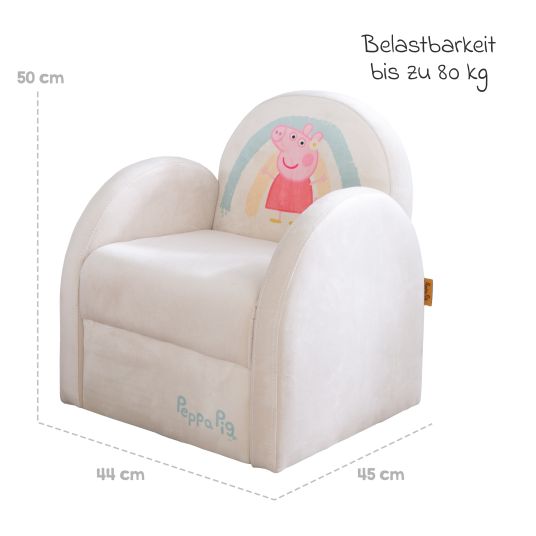 Roba Upholstered children's armchair with armrest - Peppa Pig - White