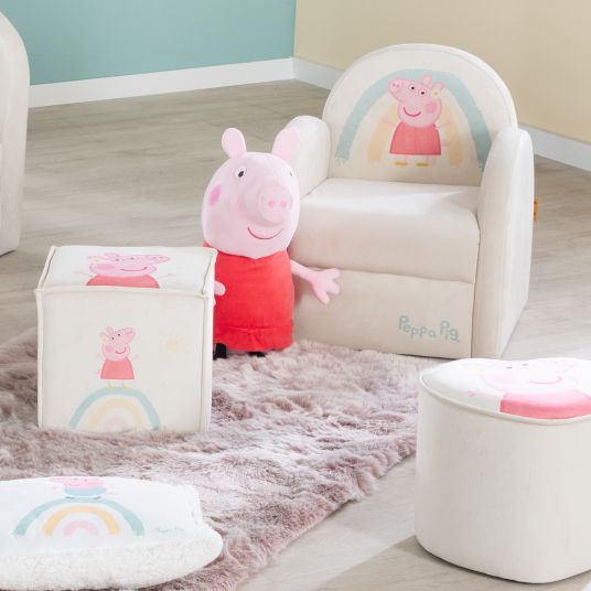 Roba Upholstered children's armchair with armrest - Peppa Pig - White