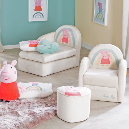 Roba Upholstered children's armchair with armrest - Peppa Pig - White