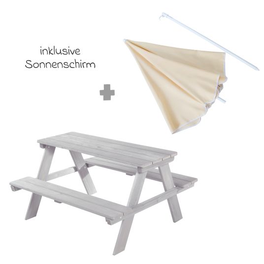 Roba Kindersitzgruppe Picknick for 4 Deluxe inkl. Sonnenschirm - Grau