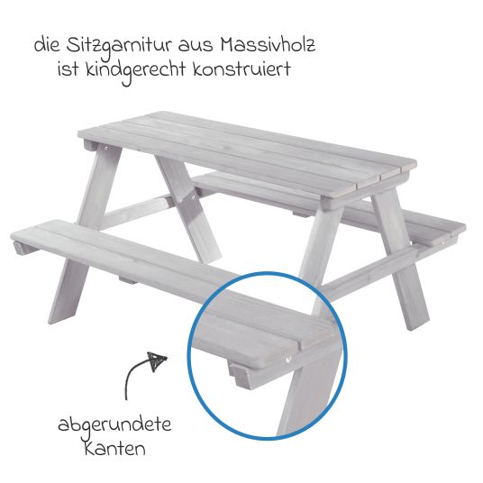 Roba Kindersitzgruppe Picknick for 4 Deluxe inkl. Sonnenschirm - Grau
