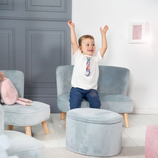 Roba Kindersofa gepolster, mit Samtstoff bezogen - Lil Sofa - Hellblau Sky