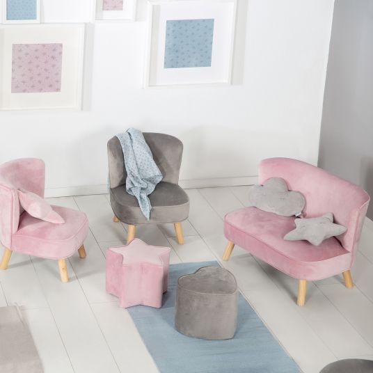 Roba Kindersofa gepolster, mit Samtstoff bezogen - Lil Sofa - Rosa Mauve