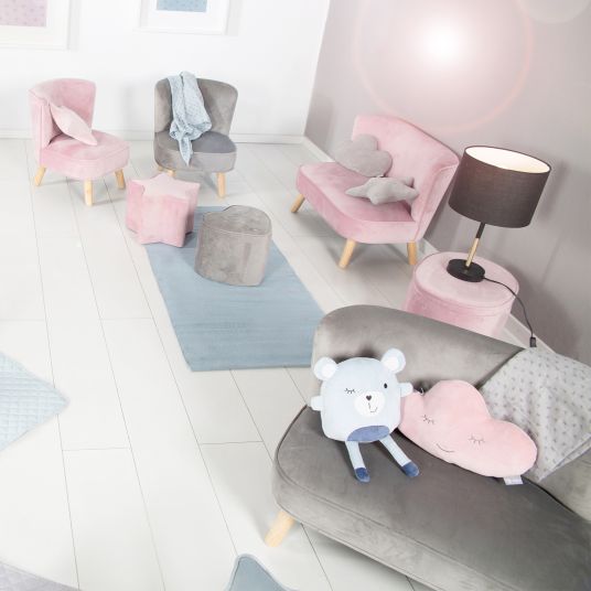 Roba Kindersofa gepolster, mit Samtstoff bezogen - Lil Sofa - Rosa Mauve