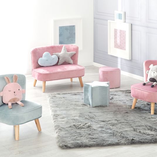 Roba Kindersofa gepolster, mit Samtstoff bezogen - Lil Sofa - Rosa Mauve