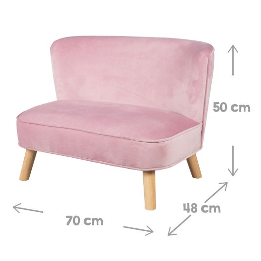 Roba Kindersofa gepolster, mit Samtstoff bezogen - Lil Sofa - Rosa Mauve