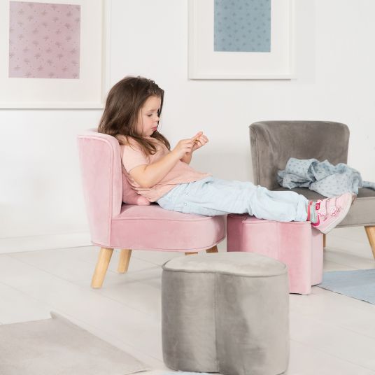 Roba Kindersofa gepolster, mit Samtstoff bezogen - Lil Sofa - Rosa Mauve