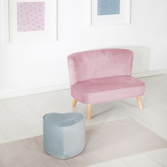 Roba Kindersofa gepolster, mit Samtstoff bezogen - Lil Sofa - Rosa Mauve