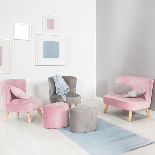 Roba Kindersofa gepolster, mit Samtstoff bezogen - Lil Sofa - Rosa Mauve