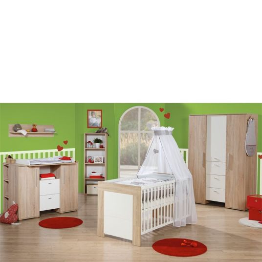Roba Children's room Daniel 11-pcs. incl. textile collection Jumbotwins, 3-door wardrobe, bed, baby changing unit Jumbotwins