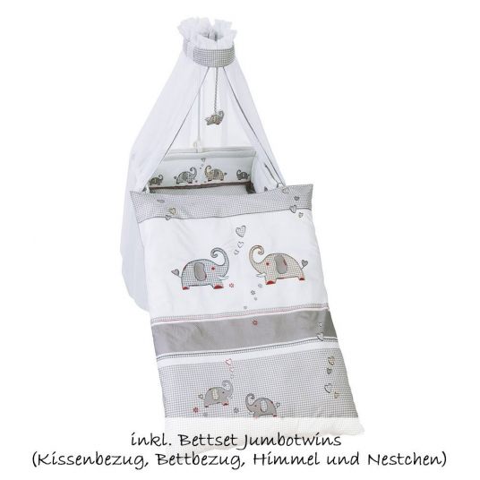 Roba Cameretta per bambini Daniel 6 pezzi con collezione di tessuti Jumbotwins, armadio a 3 ante, letto e fasciatoio