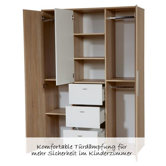 Roba Children's room Daniel 6-pcs. incl. textile collection Jumbotwins, 3-door wardrobe, bed, changing table