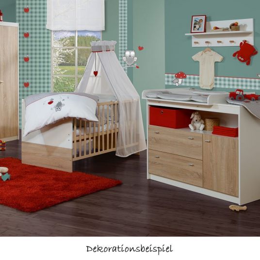 Roba Kinderzimmer Gabriella mit 3-türigem Schrank, Bett, breiter Wickelkommode 