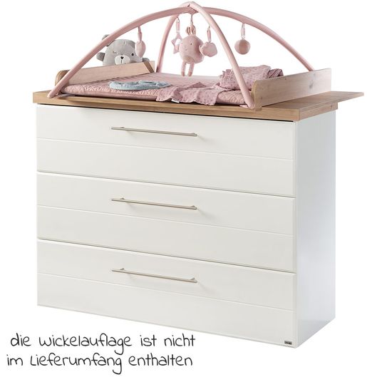 Roba Kinderzimmer Nele mit 3-türigem Schrank, Bett, breiter Wickelkommode - Weiß