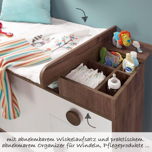 Roba Kinderzimmer Nordic Star mit 3-türigem Schrank, Bett, breiter Wickelkommode