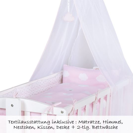 Roba Complete Cradle White - Small Cloud - Pink