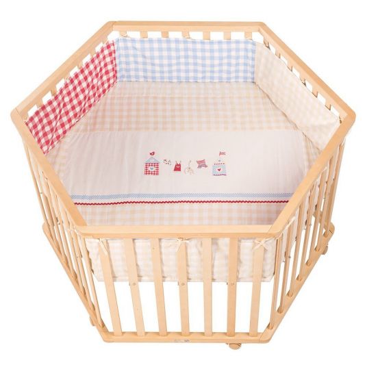 Roba Playpen 6-sided natural incl. insert 120 x 120 cm - Sunny Day