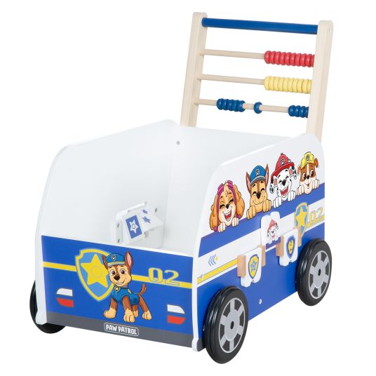 Roba Baby walker push and motor skills bus with clock & slide rule - Paw Patrol - White Blue