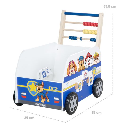 Roba Passeggino per bambini che spinge e abilità motorie con orologio e regolo calcolatore - Paw Patrol - Bianco Blu