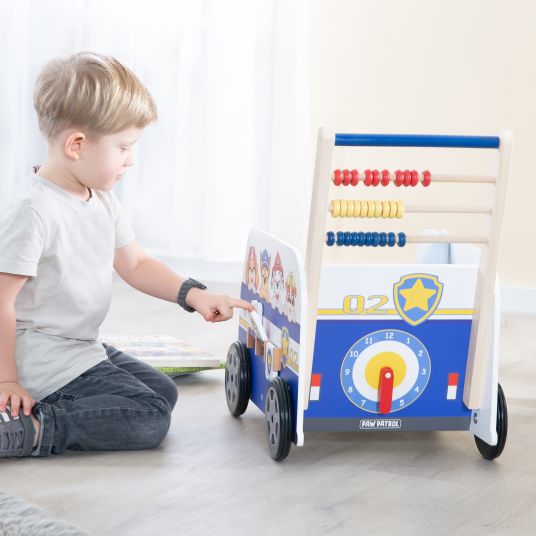 Roba Passeggino per bambini che spinge e abilità motorie con orologio e regolo calcolatore - Paw Patrol - Bianco Blu