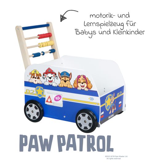 Roba Lauflernwagen Schiebe- und Motorikbus mit Uhr & Rechenschieber - Paw Patrol - Weiß Blau