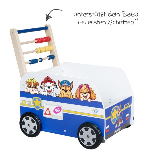 Roba Baby walker push and motor skills bus with clock & slide rule - Paw Patrol - White Blue