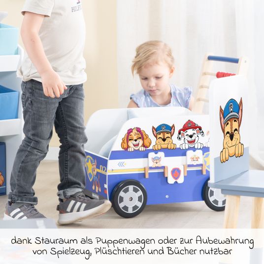 Roba Passeggino per bambini che spinge e abilità motorie con orologio e regolo calcolatore - Paw Patrol - Bianco Blu