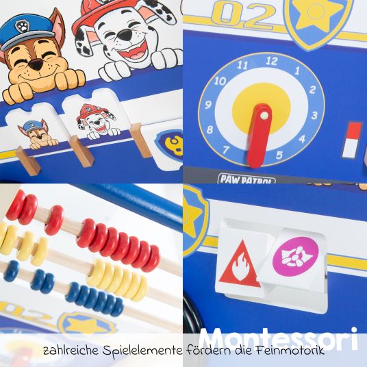 Roba Lauflernwagen Schiebe- und Motorikbus mit Uhr & Rechenschieber - Paw Patrol - Weiß Blau