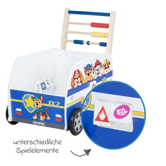 Roba Baby walker push and motor skills bus with clock & slide rule - Paw Patrol - White Blue