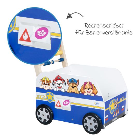 Roba Baby walker push and motor skills bus with clock & slide rule - Paw Patrol - White Blue