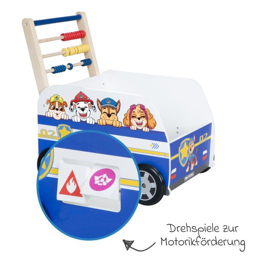 Roba Baby walker push and motor skills bus with clock & slide rule - Paw Patrol - White Blue