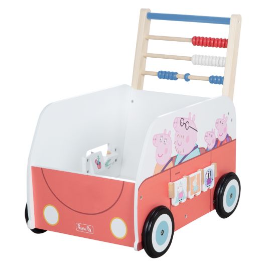 Roba Passeggino per bambini che spinge e abilità motorie con orologio e regolo calcolatore - Peppa Pig - Bianco Rosso